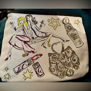 Brighton Holiday City Clutch / Bag / Pouch - White and Multicolor Canvas NWOT